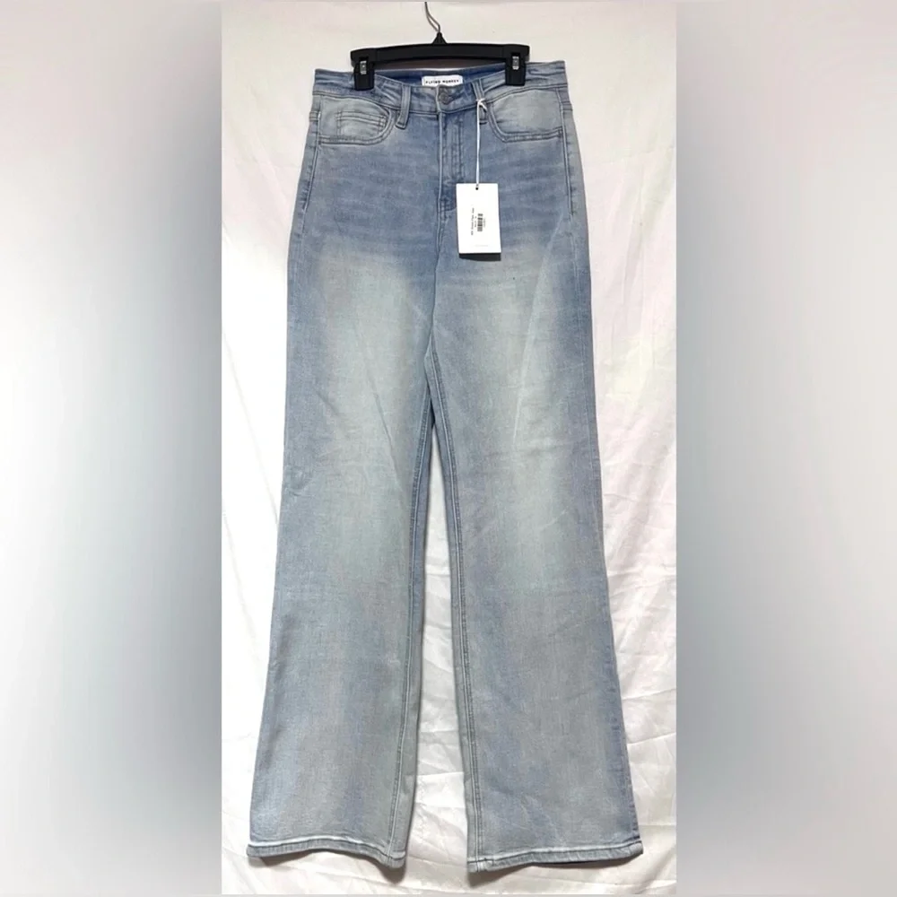 NEW Flying Monkey 90’s High Rise Stretch Flare Wide Denim Jeans Classic Trendy